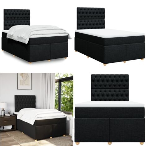 Giroletto a Molle con Materasso Nero 120x190 cm in Tessuto - Materasso a molle - Letto a molle