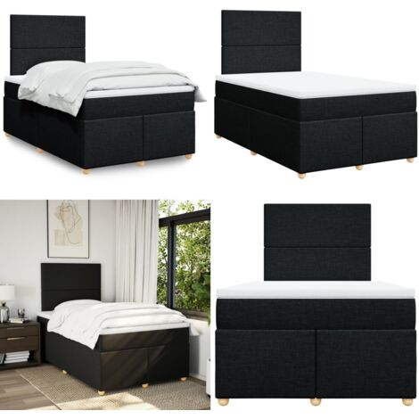 Giroletto a Molle con Materasso Nero 120x190 cm in Tessuto - Materasso a molle - Letto a molle