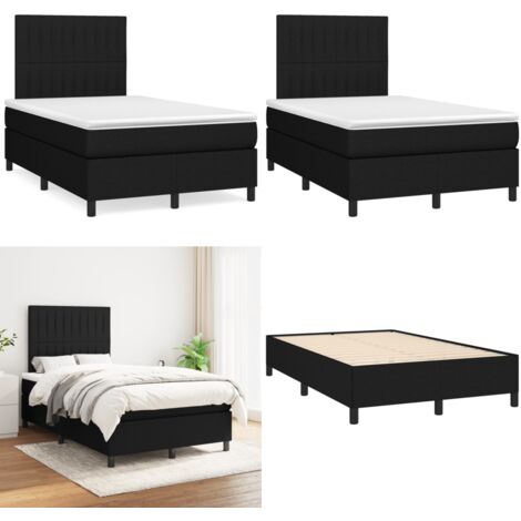 Giroletto a Molle con Materasso Nero 120x190 cm in Tessuto - Materasso a molle - Letto con testiera regolabile
