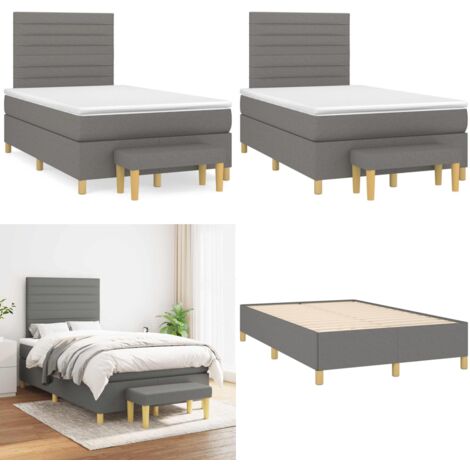 Giroletto a Molle con Materasso Nero 120x190 cm in Tessuto - Materasso a molle - Letto con testiera regolabile