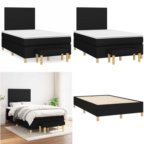 Giroletto a Molle con Materasso Nero 120x190 cm in Tessuto - Materasso a molle - Letto con testiera regolabile