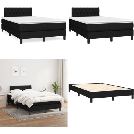 Giroletto a Molle con Materasso Nero 120x190 cm in Tessuto - Materasso a molle - Letto con testiera regolabile