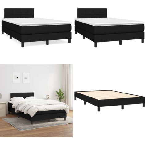 Giroletto a Molle con Materasso Nero 120x190 cm in Tessuto - Materasso a molle - Letto con testiera regolabile