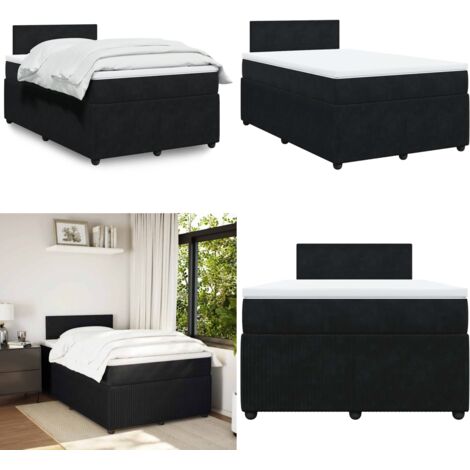 Giroletto a Molle con Materasso Nero 120x190 cm in Velluto - Materasso a molle insacchettate - Letto a molle