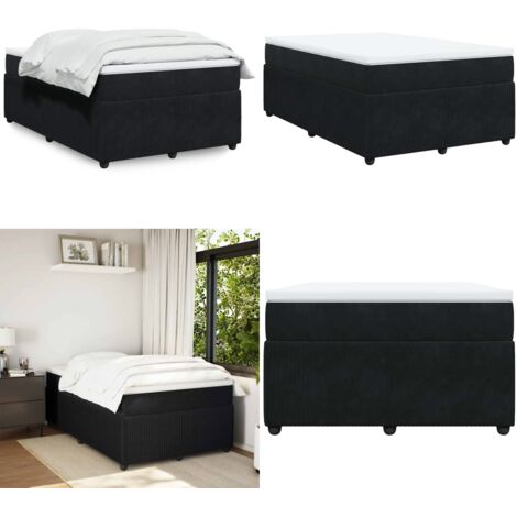 Giroletto a Molle con Materasso Nero 120x190 cm in Velluto - Materasso a molle insacchettate - Letto a molle