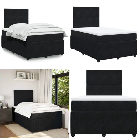 Giroletto a Molle con Materasso Nero 120x190 cm in Velluto - Materasso a molle - Letto a molle