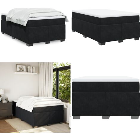 Giroletto a Molle con Materasso Nero 120x200 cm in Velluto - Materasso a molle insacchettate - Letto a molle