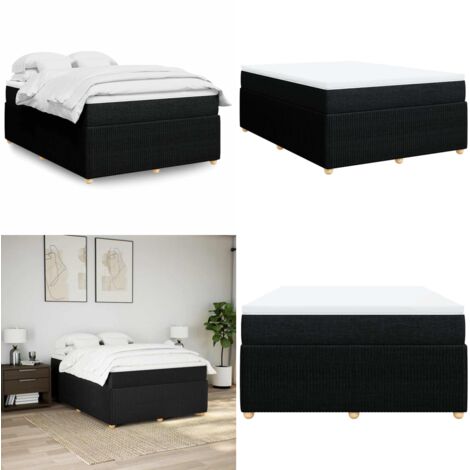 Giroletto a Molle con Materasso Nero 140x190 cm in Tessuto - Materasso a molle insacchettate - Letto a molle