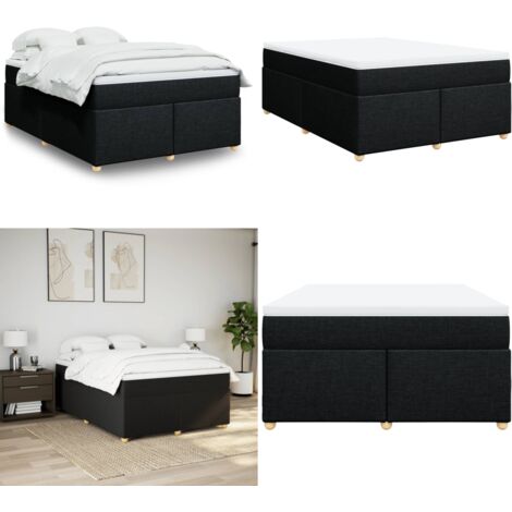 Giroletto a Molle con Materasso Nero 140x190 cm in Tessuto - Materasso a molle insacchettate - Letto a molle