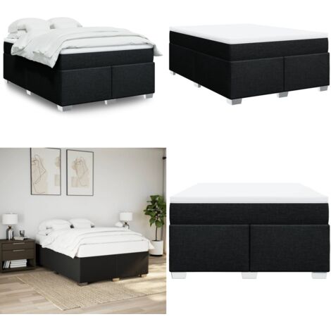 Giroletto a Molle con Materasso Nero 140x190 cm in Tessuto - Materasso a molle insacchettate - Letto con materasso