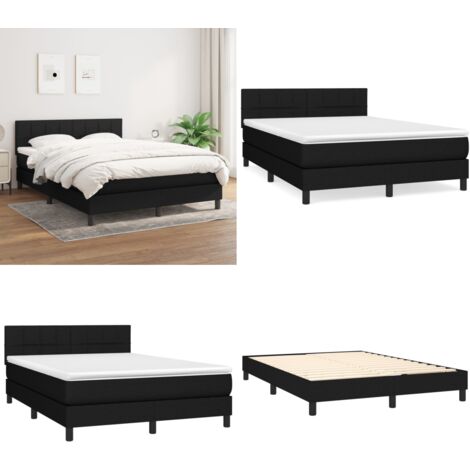 Giroletto a Molle con Materasso Nero 140x190 cm in Tessuto - Materasso a molle - Letto a molle
