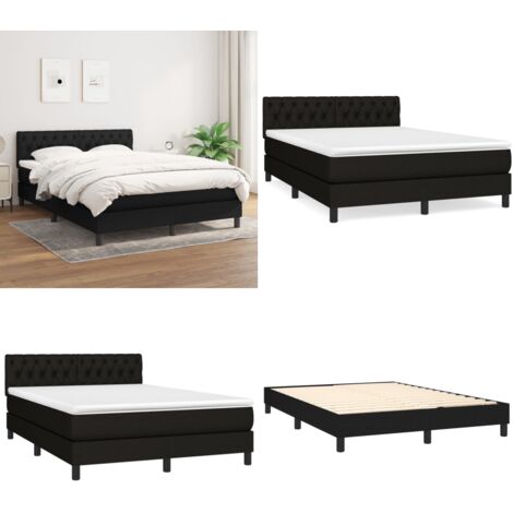 Giroletto a Molle con Materasso Nero 140x190 cm in Tessuto - Materasso a molle - Letto a molle