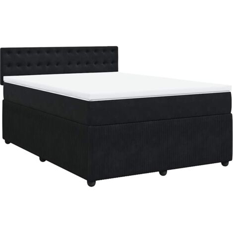 Giroletto a Molle con Materasso Nero 140x190 cm in Velluto 268391