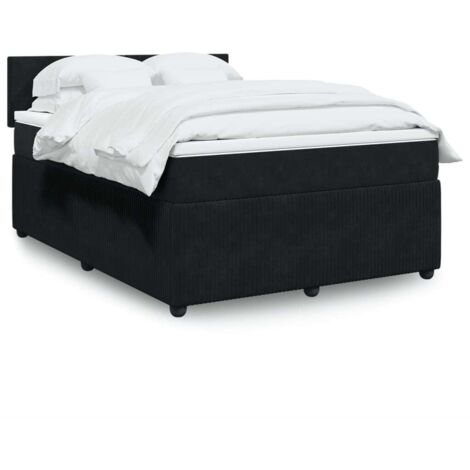 Giroletto a Molle con Materasso Nero 140x190 cm in Velluto 281532
