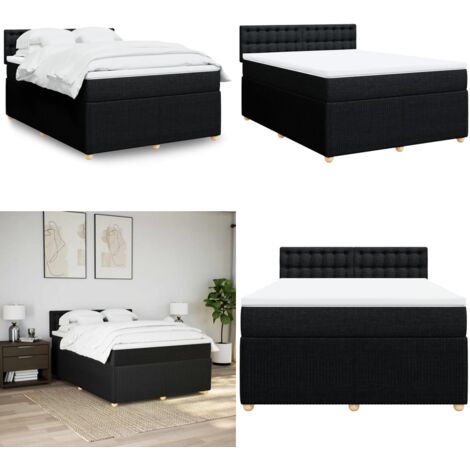 Giroletto a Molle con Materasso Nero 160x200 cm in Tessuto - Materasso a molle insacchettate - Letto a molle