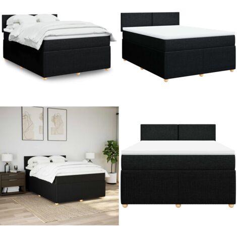 Giroletto a Molle con Materasso Nero 160x200 cm in Tessuto - Materasso a molle insacchettate - Letto a molle