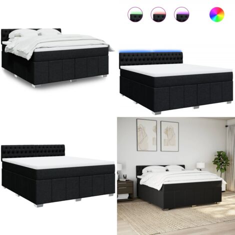 Giroletto a Molle con Materasso Nero 180x200 cm in Tessuto - Materasso a molle insacchettate - Giroletto con testiera