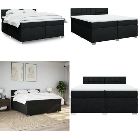 Giroletto a Molle con Materasso Nero 200x200 cm in Tessuto - Materasso a molle insacchettate - Giroletto con testiera