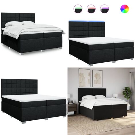Giroletto a Molle con Materasso Nero 200x200 cm in Tessuto - Materasso a molle insacchettate - Letto a molle