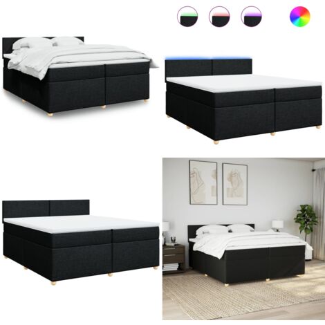 Giroletto a Molle con Materasso Nero 200x200 cm in Tessuto - Materasso a molle insacchettate - Letto a molle