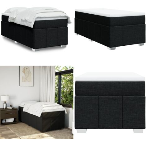 Giroletto a Molle con Materasso Nero 80x200 cm inTessuto - Materasso a molle insacchettate - Letto a molle