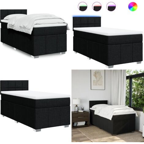 Giroletto a Molle con Materasso Nero 80x200 cm inTessuto - Materasso a molle insacchettate - Letto a molle