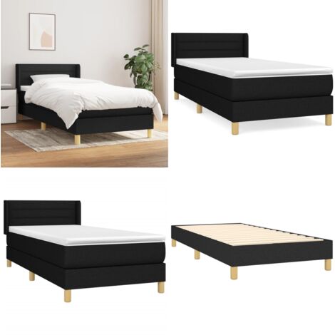 Giroletto a Molle con Materasso Nero 80x200 cm inTessuto - Materasso a molle - Letto con testiera regolabile