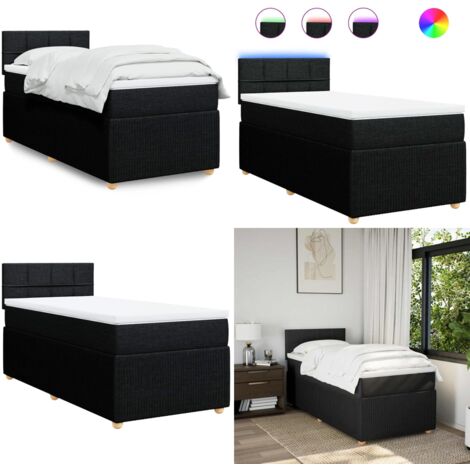 Giroletto a Molle con Materasso Nero 90x200 cm in Tessuto - Materasso a molle insacchettate - Letto a molle