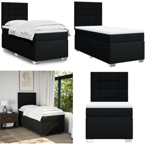 Giroletto a Molle con Materasso Nero 90x200 cm in Tessuto - Materasso a molle insacchettate - Letto a molle