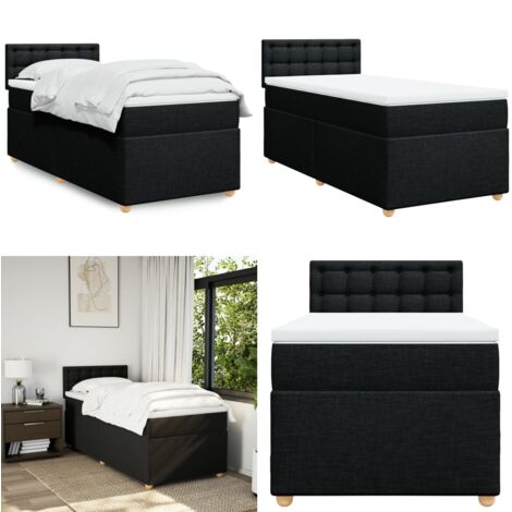 Giroletto a Molle con Materasso Nero 90x200 cm in Tessuto - Materasso a molle insacchettate - Letto a molle