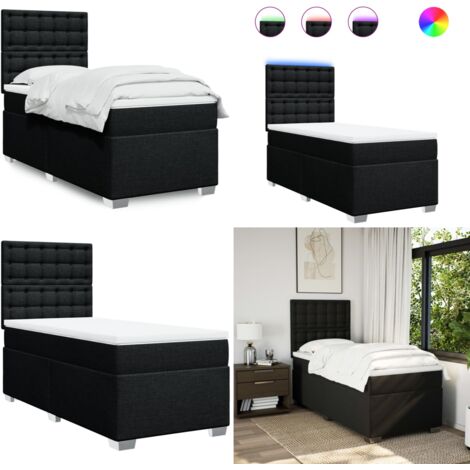 Giroletto a Molle con Materasso Nero 90x200 cm in Tessuto - Materasso a molle insacchettate - Letto a molle