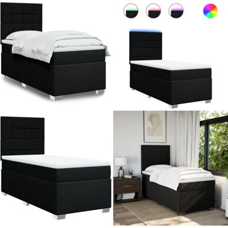 Giroletto a Molle con Materasso Nero 90x200 cm in Tessuto - Materasso a molle insacchettate - Letto a molle
