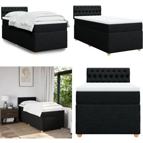 Giroletto a Molle con Materasso Nero 90x200 cm in Tessuto - Materasso a molle insacchettate - Letto a molle