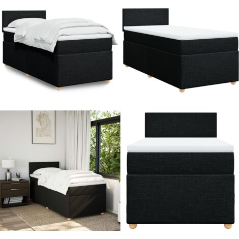 Giroletto a Molle con Materasso Nero 90x200 cm in Tessuto - Materasso a molle insacchettate - Letto a molle
