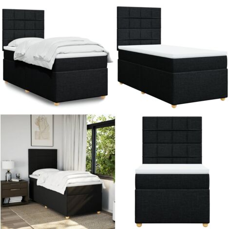 Giroletto a Molle con Materasso Nero 90x200 cm in Tessuto - Materasso a molle - Letto a molle