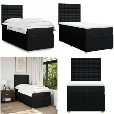 Giroletto a Molle con Materasso Nero 90x200 cm in Tessuto - Materasso a molle - Letto a molle