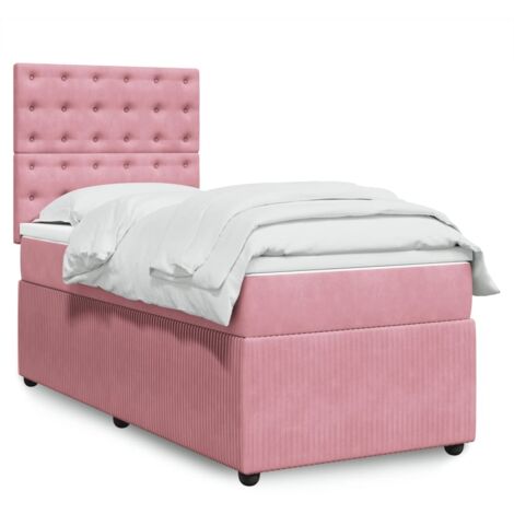 Giroletto a Molle con Materasso Rosa 100x200 cm in Velluto vidaXL