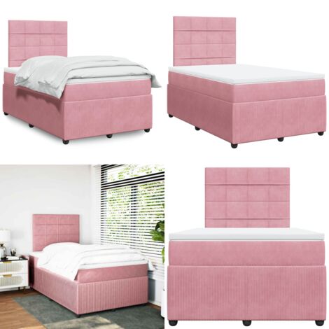 Giroletto a Molle con Materasso Rosa 120x190 cm in Velluto - Materasso a molle insacchettate - Letto a molle