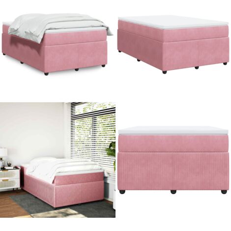 Giroletto a Molle con Materasso Rosa 120x190 cm in Velluto - Materasso a molle insacchettate - Velluto