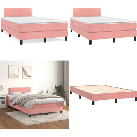 Giroletto a Molle con Materasso Rosa 120x190 cm in Velluto - Materasso a molle - Letto rosa