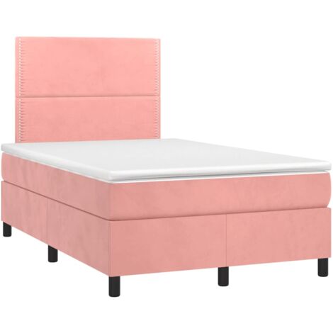 Giroletto a Molle con Materasso Rosa 120x190 cm in Velluto vidaXL
