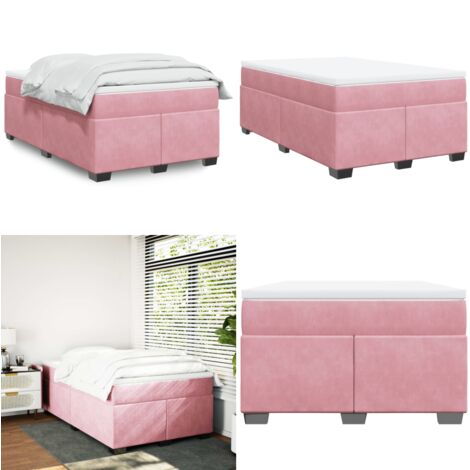 Giroletto a Molle con Materasso Rosa 120x200 cm in Velluto - Materasso a molle insacchettate - Giroletto rosa