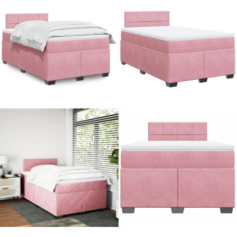 Giroletto a Molle con Materasso Rosa 120x200 cm in Velluto - Materasso a molle insacchettate - Letto a molle