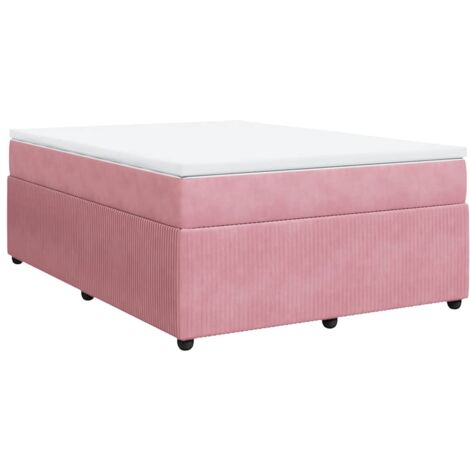 Giroletto a Molle con Materasso Rosa 140x190 cm in Velluto vidaXL
