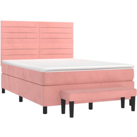 Giroletto a Molle con Materasso Rosa 140x190 cm in Velluto vidaXL