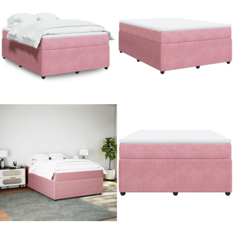 Giroletto a Molle con Materasso Rosa 140x200 cm in Velluto - Materasso a molle insacchettate - Giroletto rosa