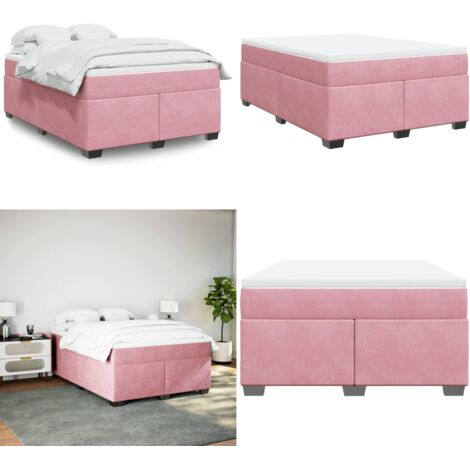 Giroletto a Molle con Materasso Rosa 140x200 cm in Velluto - Materasso a molle insacchettate - Giroletto rosa