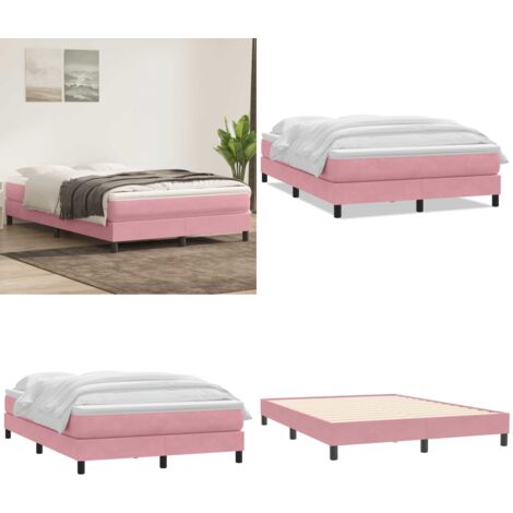 Giroletto a Molle con Materasso Rosa 140x210 cm in Velluto - Materasso a molle insacchettate - Letto a molle