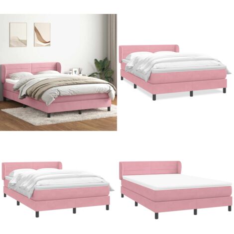 Giroletto a Molle con Materasso Rosa 140x210 cm in Velluto - Materasso a molle insacchettate - Letto a molle