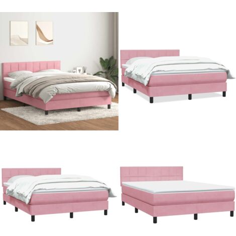Giroletto a Molle con Materasso Rosa 140x210 cm in Velluto - Materasso a molle insacchettate - Letto a molle